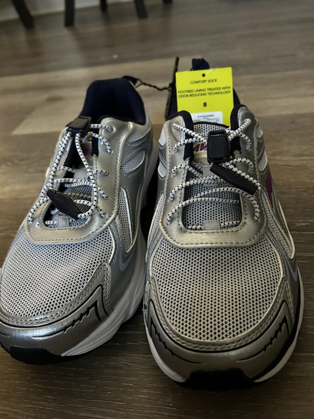 Avia Womens Silver & Purple Athletic Odor Control Running Shoes Size 8